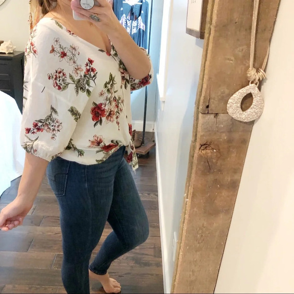 M Fasis medium floral tie front button summer top - Picture 2 of 5